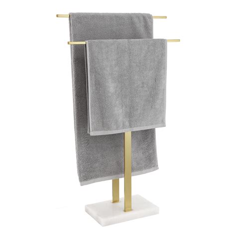 KES Standing Towel Rack with Marble Base, 2-Tier Towel Stand for ...
