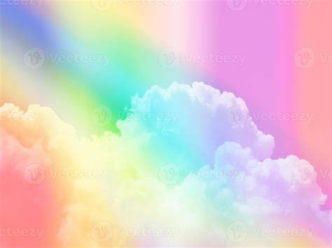 beauty sweet pastel violet blue colorful with fluffy clouds on sky ...