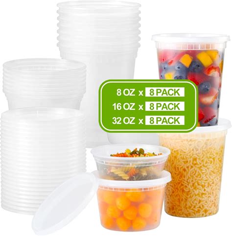 Amazon.com - AOZITA 24 Sets Plastic Deli Food Containers With Lids, 8 ...