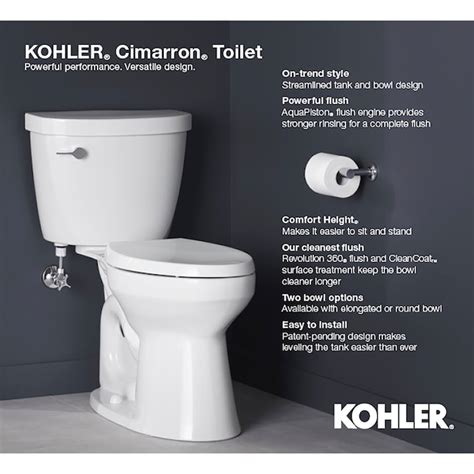 KOHLER Cimarron Biscuit 1.28-GPF Single-Flush High Efficiency Toilet ...