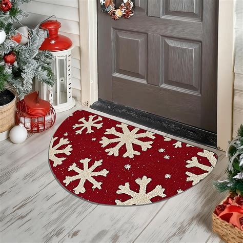 Antqov Half Round Doormat 16x24" Non-Slip Christmas Rug Holiday Door ...