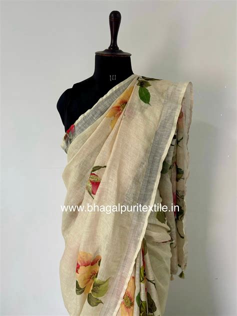 Gulzari Buta Linen Digital Print Saree (Search code-1071) – Bhagalpuri ...