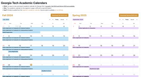 GT Academic Calendars