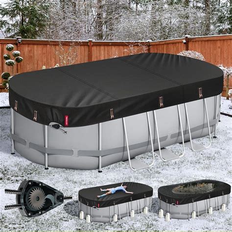 Test de la bâche d'hiver ovale QH.HOME pour piscine 3, 7 x 7, 3 m