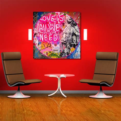 Banksy Wall Art Love is All We Need Print Art,graffiti Street Art ...