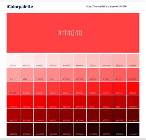 Coral Red Color | ff4040 | Color conversion CMYK | Hsl | Rgb | Pantone ...