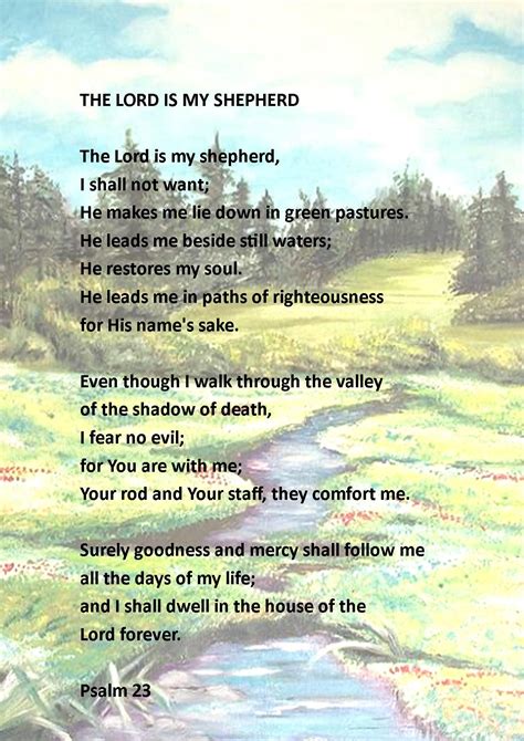The Lord is my Shepherd, Psalm 23