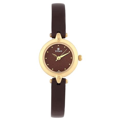 Buy Online Titan Quartz Analog Brown Dial Leather Strap Watch for Women ...
