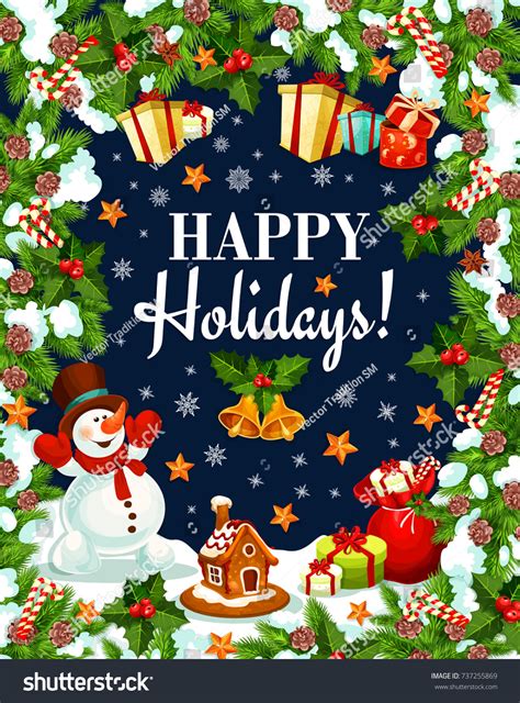 Happy Holidays Wishes Greeting Card Fro Stock Vector 737255869 - Shutterstock