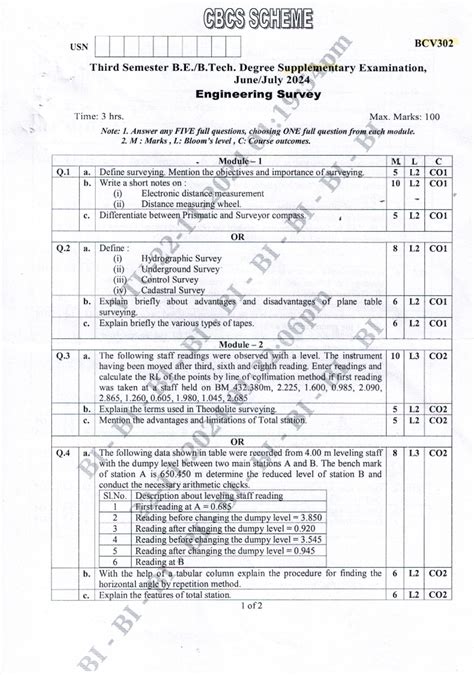 BCV302 Engineering Survey Supplementary Exam Notes - June 2024 - Studocu