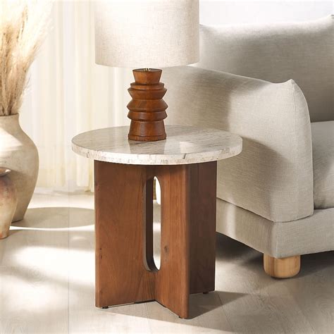 Safavieh Shayna Modern Style Travertine Accent Table/Travertine/Brown ...