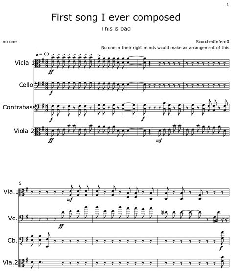 First song I ever composed - Sheet music for Viola, Cello, Contrabass