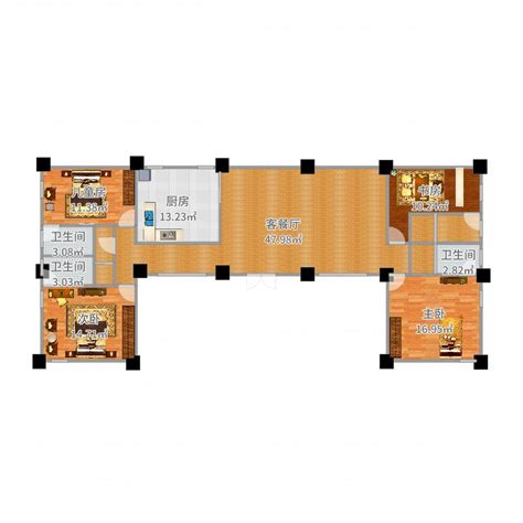 自建房100平方户型,100平方3房户型图,100平米自建房_大山谷图库