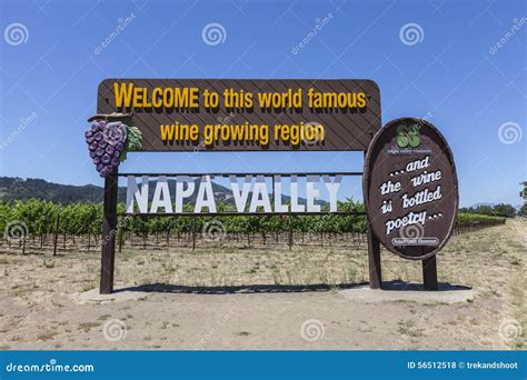 Napa Valley California Welcome Sign Editorial Stock Photo - Image of ...
