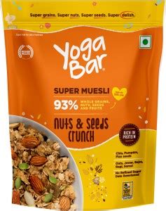 Yogabar Nut and seeds Muesli, Wholegrain Breakfast, High Fiber Pouch ...