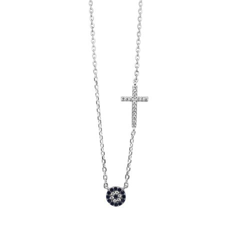 Crystal Evil Eye and Cross Necklace - The Jewel Vault