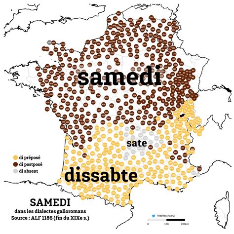 The word Saturday in French dialects. by... - Maps on the Web