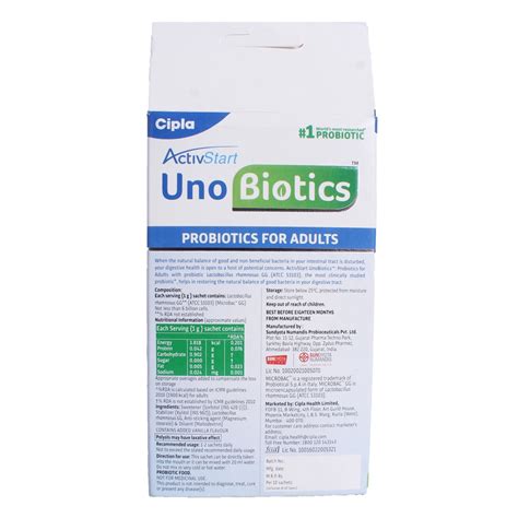 ActivStart Uno Biotics Sugar Free Sachet 1 gm | Uses, Side Effects ...