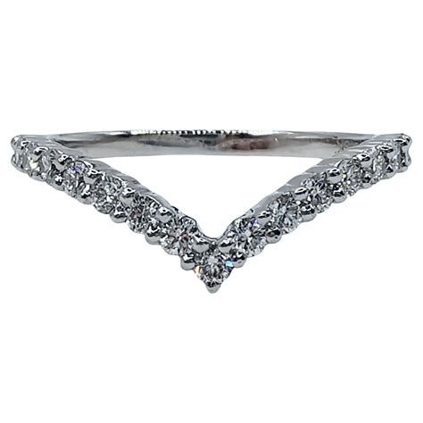 Customizable 18K White Gold Diamond V Shape Wishbone Half Eternity Band ...