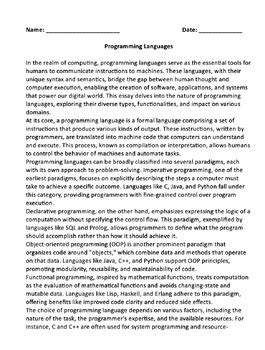 Computer Language Worksheet 的图像结果