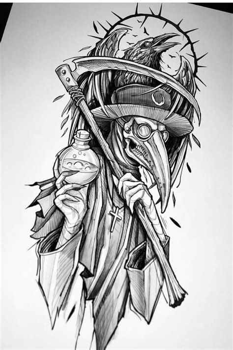 Black And White Tattoo Sketches - Watercolor Tattoo Design