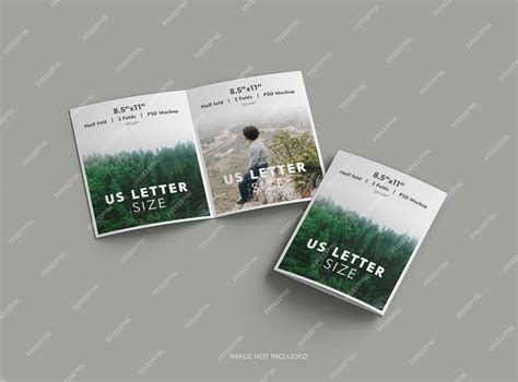 Premium PSD | Customizable half fold us letter brochure mockup to ...