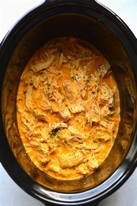 Healthy Crockpot Buffalo Chicken - Skinny Fitalicious®