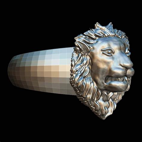 King Lion Head 3D Model Ring