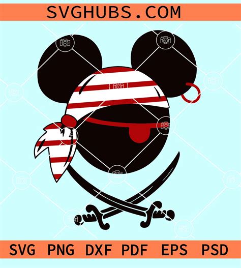Mickey Mouse Pirates SVG, Mickey with bandana Svg, Disney trip SVG