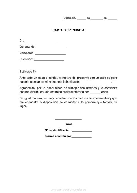 Modelo Carta De Renuncia Laboral Colombia Image To U/carta De Renuncia Archivo Descargable