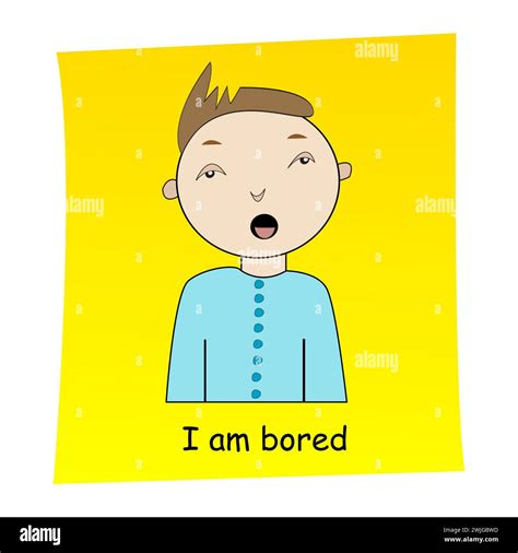 I am bored concept.Cartoon hand drawn boy with bored expression Stock ...