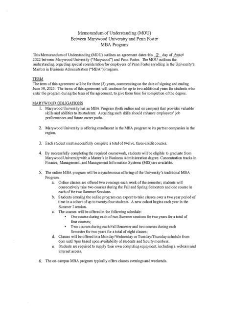 Fillable Online memorandum of understanding - the University of South ...