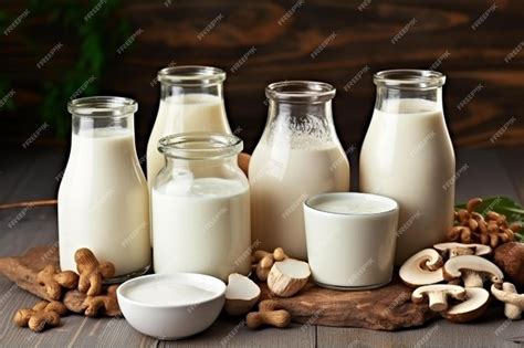 Premium AI Image | fermented dairy products milk mushroom organic ...