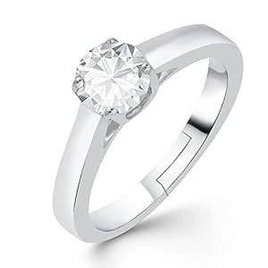 ZALKARI 925 Sterling Silver Classic Solitaire Zircon Ring, Adjustable ...