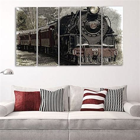 CasperMe Multiple Frames Locomotive Train Wall Painting for Living Room ...