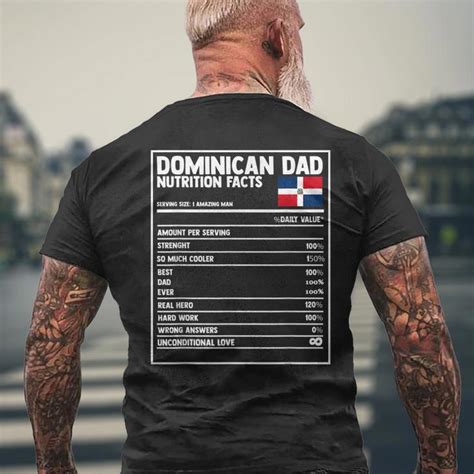 Dominican Dad Nutrition Facts Fathers Day For Dominicano Men's Back ...