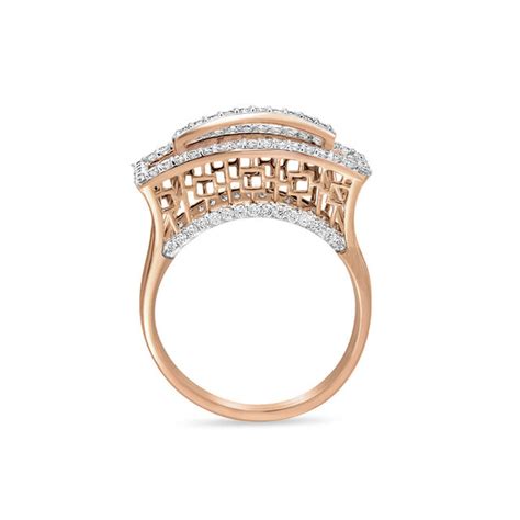 14 KT Stately Diamond Studded Rose Gold Ring