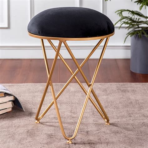 Nestroots Bar Stool Footstools in Black Velvet Cushion Cage Design ...