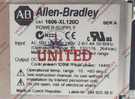 ALLEN-BRADLEY 1606-XL120D POWER SUPPLY 1606-XL SER A | United Marine ...