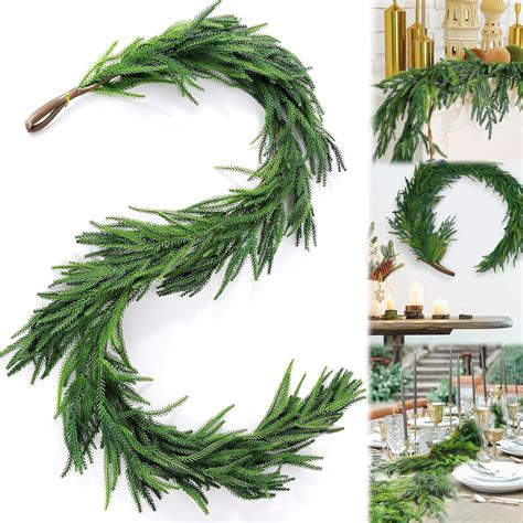 Amazon.com: Cedar Garland,Artificial Norfolk Pine Garlands Christmas ...