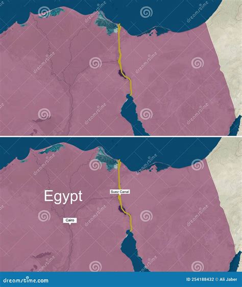 The Map of Suez Canal with Text, Textless Stock Illustration ...