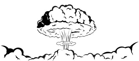 Mushroom smoke effect nuclear bomb exploasion doodle drawing black and ...