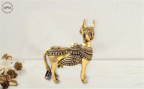 Buy Two Moustaches Brass Holy Kamdhenu Cow Statue Online at Low Prices ...
