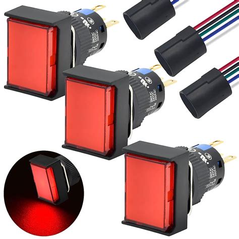 16mm Push Button Switch Rectangle Cap Latching Self-Locking Switch ...