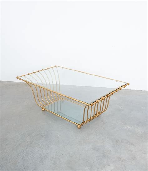Jean Royère Style One of Two Golden Harp Coffee Tables, France 1955 ...
