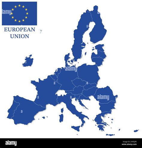 Blue overview map of the member states of the European Union Stock Photo - Alamy
