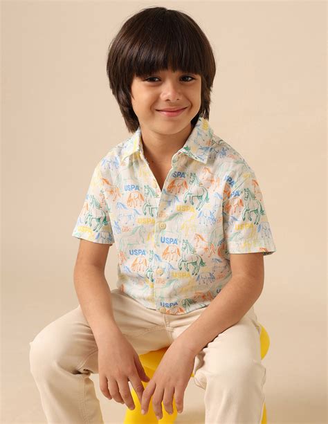 Boys All Over Printed Pure Cotton Shirt – U.S. Polo Assn. India