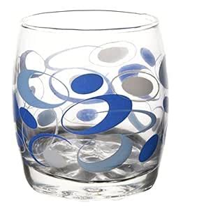Buy Deli Glassware Printed Juice Glass, 200 ml, 6-Piece, Blue and Grey ...