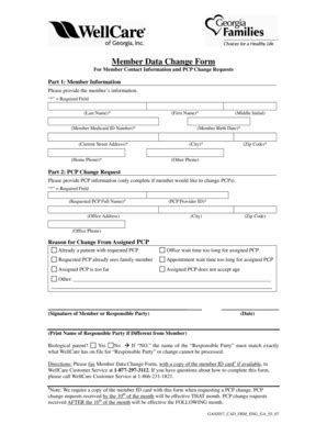 Member Data Change Form - Blank Fillable Template | Fill Out, Print ...
