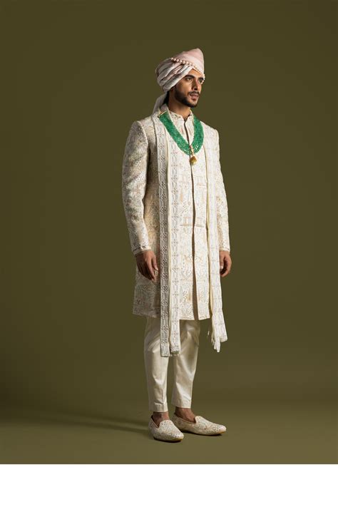 Paarsh Menswear - Cream Sherwani Set - Elahe